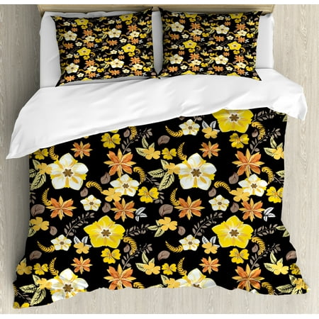 Vintage Duvet Cover Set Natural Theme Floral Motifs With Fall