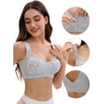 thumbnail image 3 of Unique Bargains Lace Front Closure Full Coverage Wirefree Bras D 42 Light Blue, 3 of 6