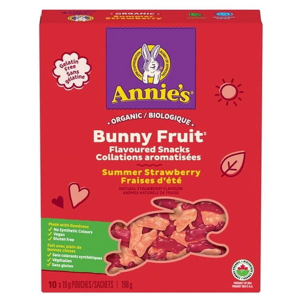 Annie's Biologique Bunny Fruit Collations aromatisées Fraises d'été, 198 g 10 sachets, 198 g