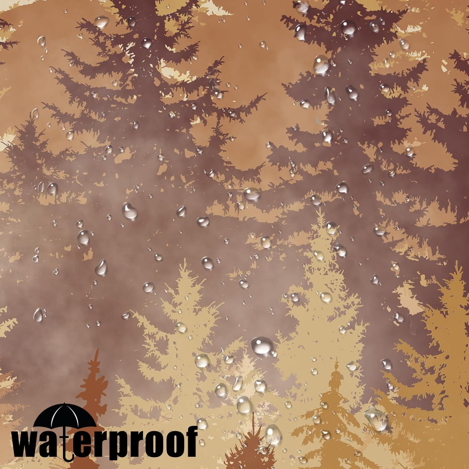 Fall Brown Yellow Misty Forest Shower Curtain Ombre Autumn Nature Foggy Tree Waterproof Fabric Shower Curtains for Bathroom Mountain Woodland Decorative Bath Curtain Decor (72'''' × 72'''')
