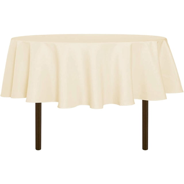 LAICAIW Round Tablecloth-80 Inch-Water Resistant Spill Proof Washable Polyester Table Cloth Decorative Fabric Table Cover for Dining Table, Buffet Parties and Camping, Beige