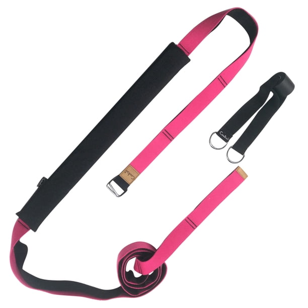 Bandas elásticas para ejercicio, cinturón de estiramiento de yoga portátil para gimnasio en casa (rosa negra)
