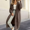thumbnail image 2 of Breezora Women's Long Knitted Cardigan Jacket Loose Fit Comfortable Lazy Style Long Sleeve Casual Cover Up S Size Brown, 2 of 4