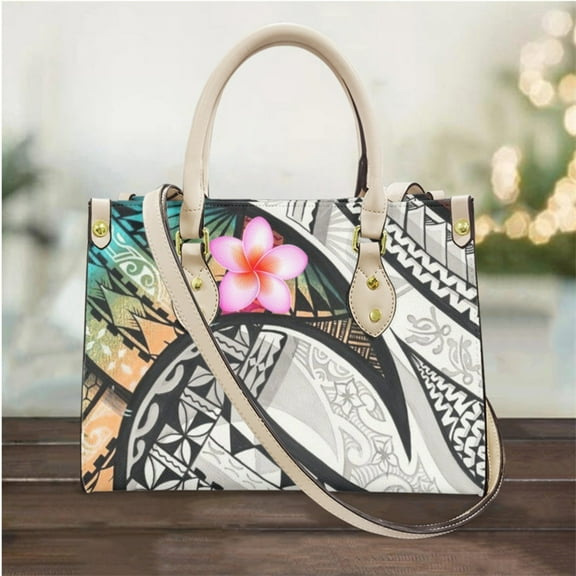 Polynesian Tribal Plumeria Design Cross Body Bags for Women Small Leather Female Fashion Top-handle Totes Bolsa Femme