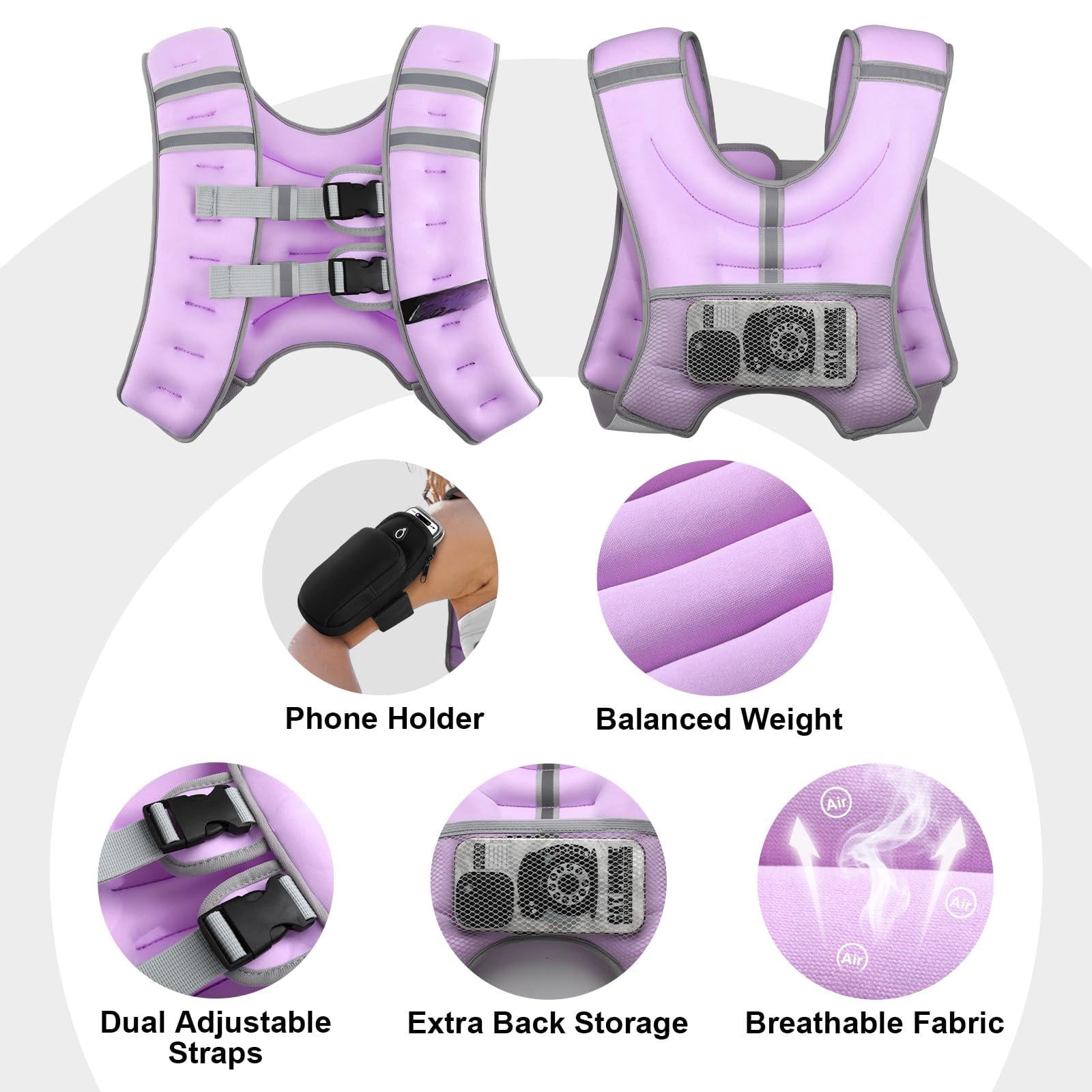 Purple 10 lb Weighted Vest for Workout Running Walking