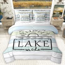 Homewish Retro Cottage Twin Bedding Sets 7-Piece for Female Men Adults,Lake House Bedding Comforter Set Microfiber,Rustic Vintage Cabin Breathable Sheet Sets,Super Cozy Room Decor,Reversible