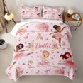 thumbnail image 2 of Castle Fairy Ballet Dance Girl Twin Quilt Set,Floral Butterfly Flamingo Twin Coverlet Set,Pink White, 2 of 7