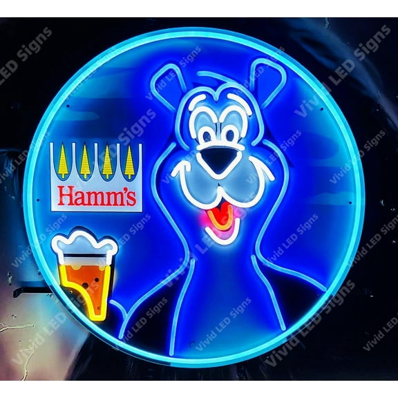 Queen Sense 24"x24" Hamm's Beer LED Sign Light Neon Signs With Dimmer Party Home Wall Decor Lights W124HSBOLV2VVD-XLED