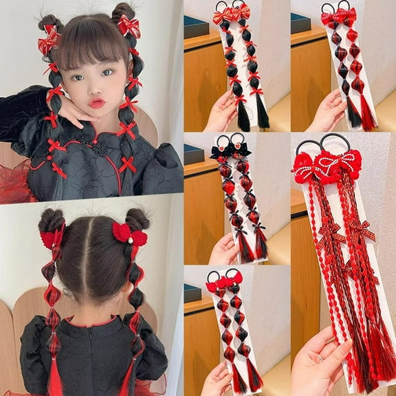 Misterolina Children's New Year Red Swt Cool Wig Braid Headdr B1X0
