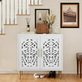 thumbnail image 4 of ARTPOWER Accent Cabinet with 2 Doors, Vintage Hollow Carving Buffet Cabinet, Sideboards and Buffets with Storage Credenza for Living Room, Kitchen, Dining Room, Entryway, Hallway, White, 4 of 7