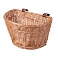 Wicker Front Bike Basket with Faux Leather Straps