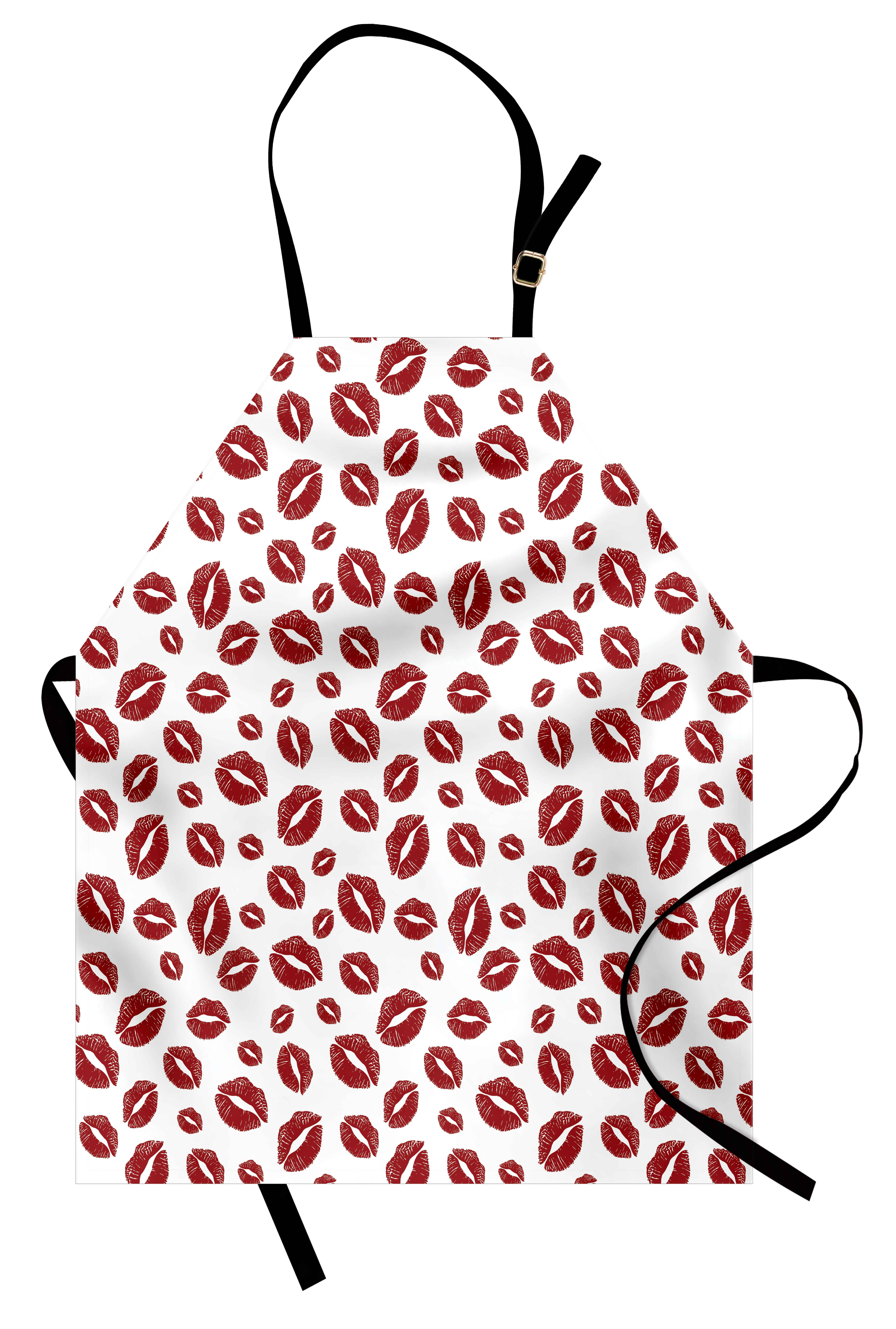 Kiss Apron Contemporary Pop Art Style Woman Lips Sexy Urban Hippie Valentine's Day Illustration, Unisex Kitchen Bib... by 3decor llc