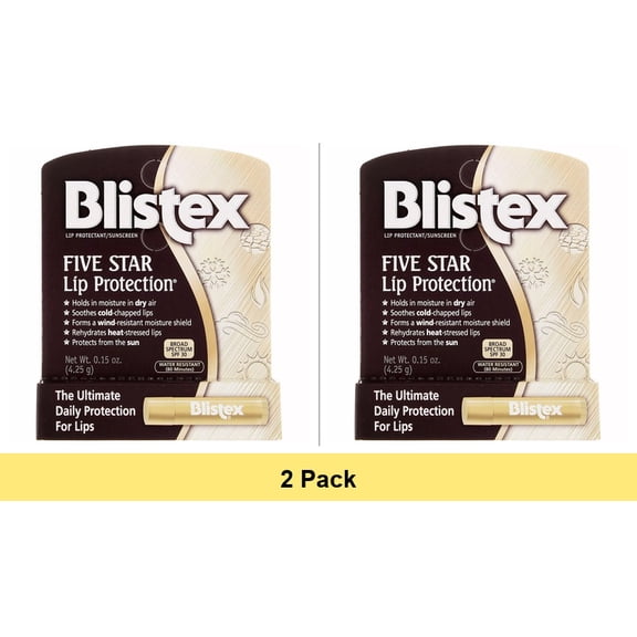 Blistex Five Star Lip Protection Balm SPF 30 Broad Spectrum - 2 Pack, 0.15 oz Each