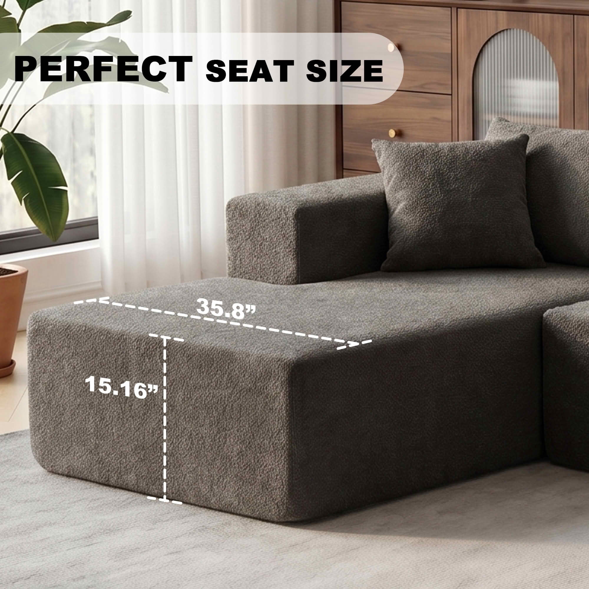 MAYEERTY 104" Cloud Sectional Couch with L-Shape Chaise, Modern Modular Sofa with Deep Seat, Upholstered Couches with Back Cushion for Living Room Bedroom, No Assembly Required