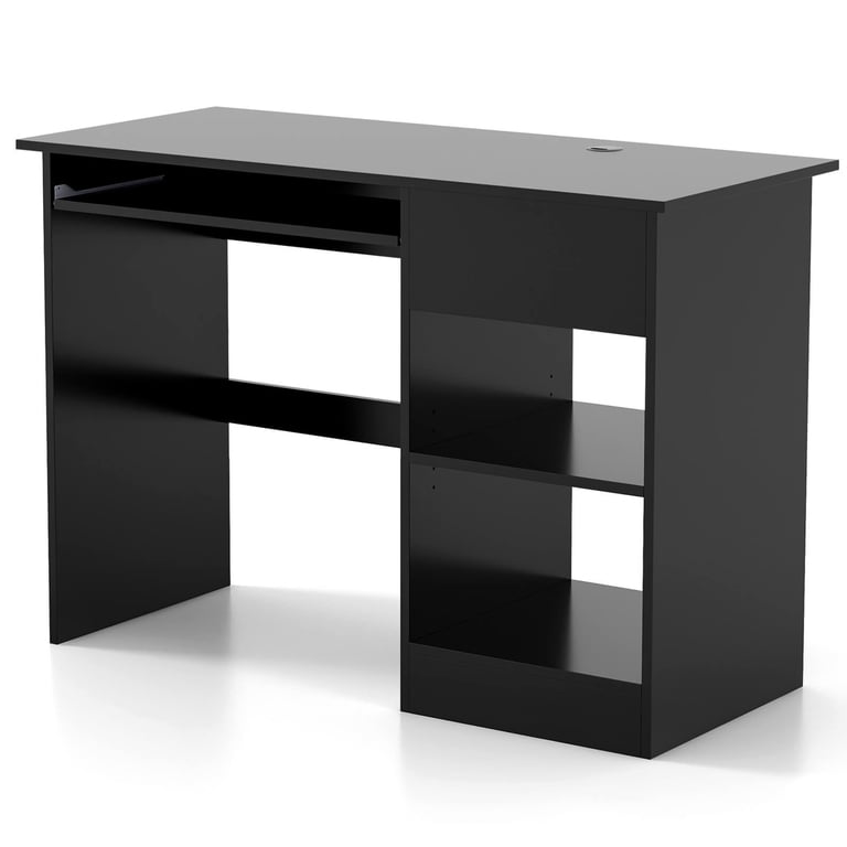 Costway 43" Home Office Desk With Charging Station Compact Study Writing Desk Walnut