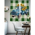thumbnail image 4 of Blue Truck Yellow Sunflower Sheer Curtains for Living Room Bedroom Summer Green Plaid Vintage Sheer Curtains 63 Inch Long 2 Panels Set Light Filtering Curtain Window Treatments Drapes for Dining Room, 4 of 6