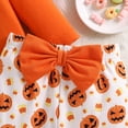 thumbnail image 6 of Okbabeha Baby Girl Halloween Outfit Pumpkin Patch  one-piece  Romper Jumpsuit+Pumpkin Pants Bell Bottom Headband Set Fall Clothes, 6 of 8