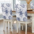 thumbnail image 2 of Vintage Nautical Chair Covers Set of 4 Summer Navy Blue Compass Shell Starfish Map Chair Back Covers Stretch Removable Washable Slipcovers Protector for Dining Room Kitchen Party Decor, 2 of 9