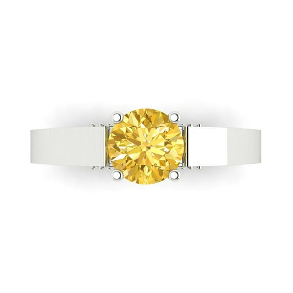 Solitaire with Accents Engagement Ring for Women - 1.06ct Natural Citrine in 14K White Gold Promise Ring
