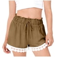 thumbnail image 3 of Ruffle Shorts Girls Elastic High Waisted Summer Short with Floral Lace Patterned Hem Casual Travel Vacation Beach Shorts with Pockets 15-16 Years, 3 of 5