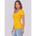 thumbnail image 5 of ANRABESS Women Short Sleeve Tops Scoop Neck Ribbed Knit Slim Fitted Basic Tee Shirt Casual Summer Clothes 2026 Spring Outfits Yellow S, 5 of 9