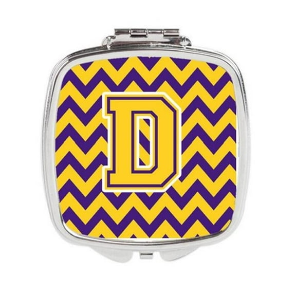 Carolines Treasures Letter D Chevron Purple & Gold Compact Mirror