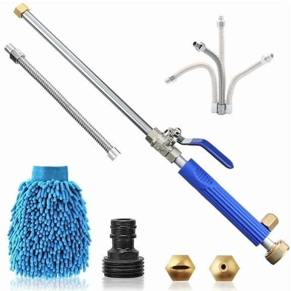 Hydro Jet Water Hose Nozzle，High Pressure Power Washer Attachment Wand,Watering Sprayer Cleaning Tool, Wand Lance for Gutter Patio Car Pet Window Glass Blue(Blue)