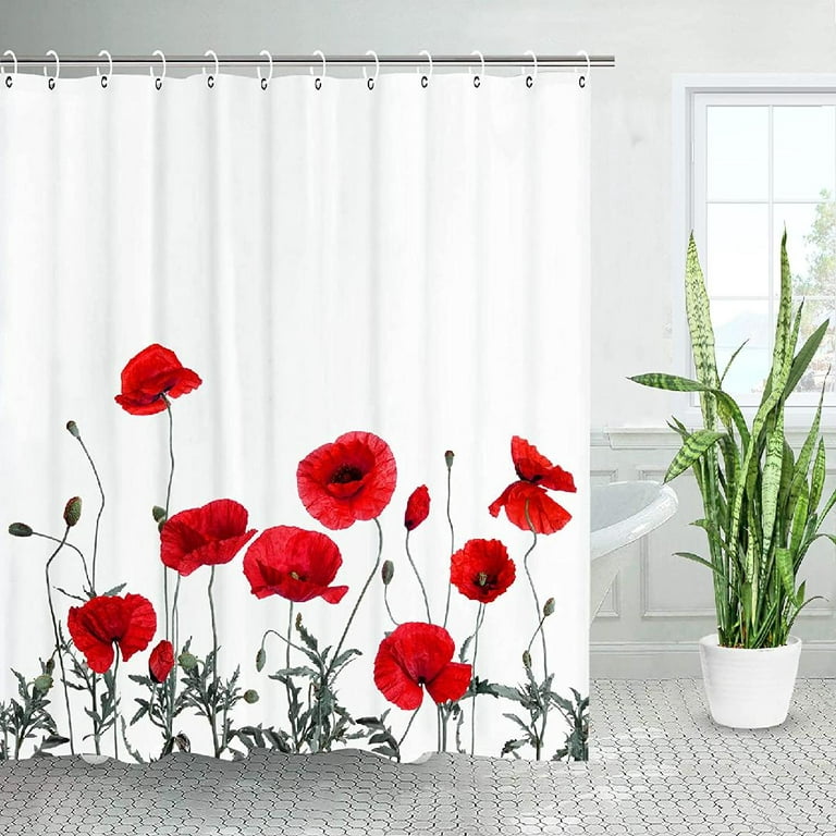 LIVILAN Floral Shower Curtains for Bathroom Flower Pretty Fabric Colorful  Wildflower Flowered Shower Curtain with 12 Hooks Decorative Machine