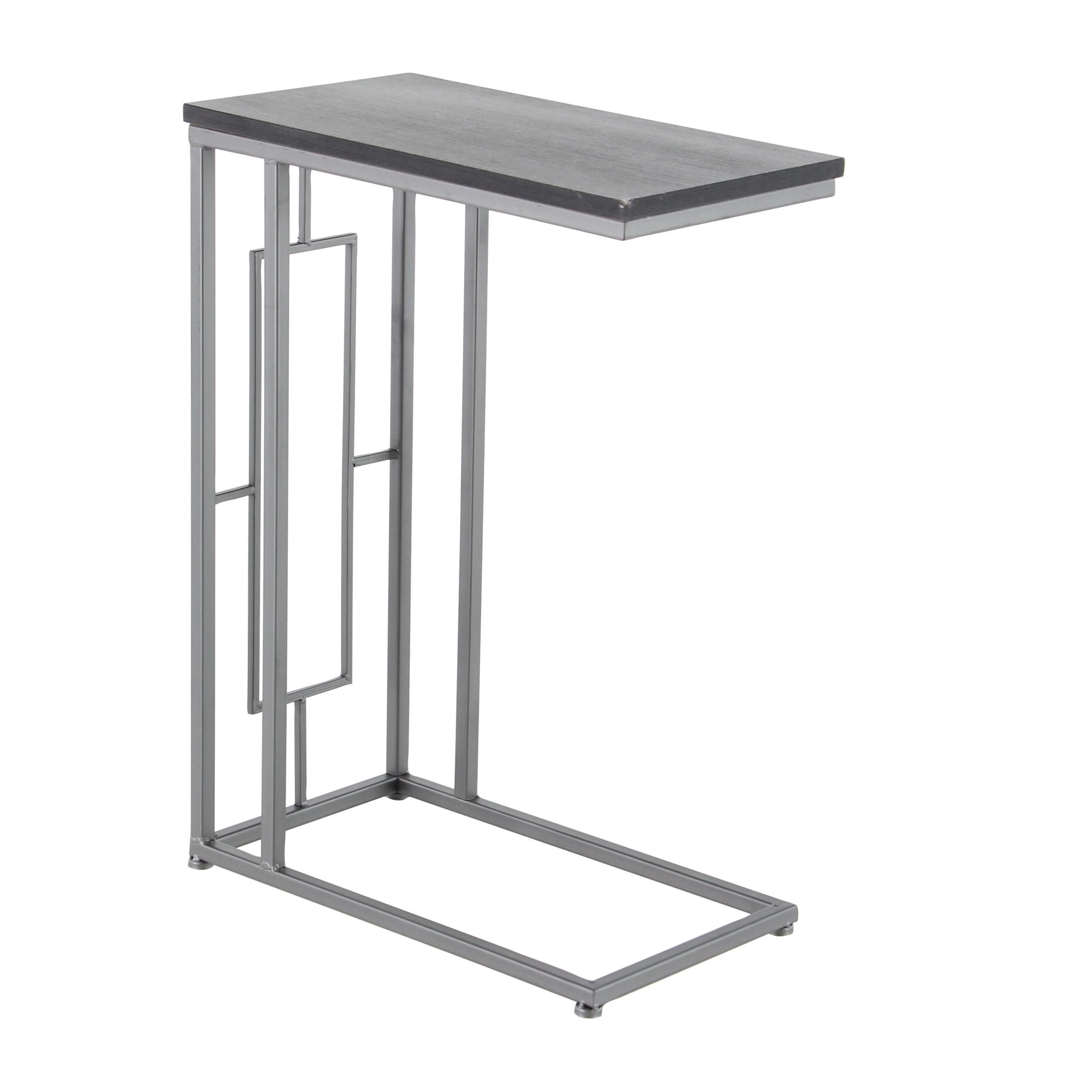 DecMode 19" x 26" Black Metal C-Shaped Accent Table with Black Metal Base, 1-Piece