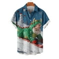 thumbnail image 4 of Blusa y camisa de manga corta con cuello vuelto para hombre, informal, a la moda, con estampado navideño, bolsillo, botones, blusa de manga corta con cuello vuelto, blusa de poliéster para hombre, 4 of 6