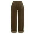 thumbnail image 5 of OIOLOYJM Corduroy Pants Women Casual Mid-Rise Pants Elastic Waistband Straight Leg Baggy Trousers Comfortable Sweatpants with Pockets Brown XL, 5 of 5