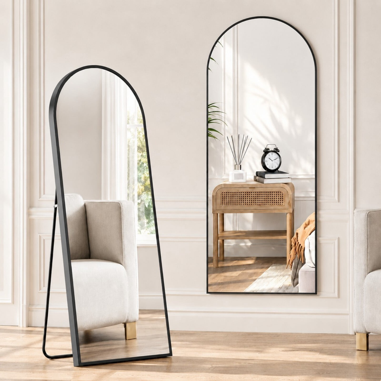 GRAHMCY 59"x 16.2" Arched Full Length Mirror Full Body Floor Mirrors, Black