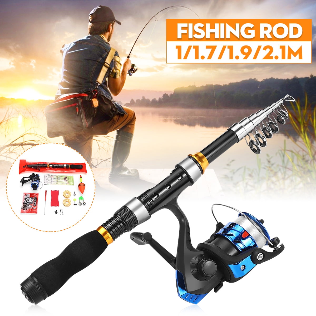 Details about  / Spinning Fishing Rod and Reel Combos Portable Telescopic Fishing Pole Spinning