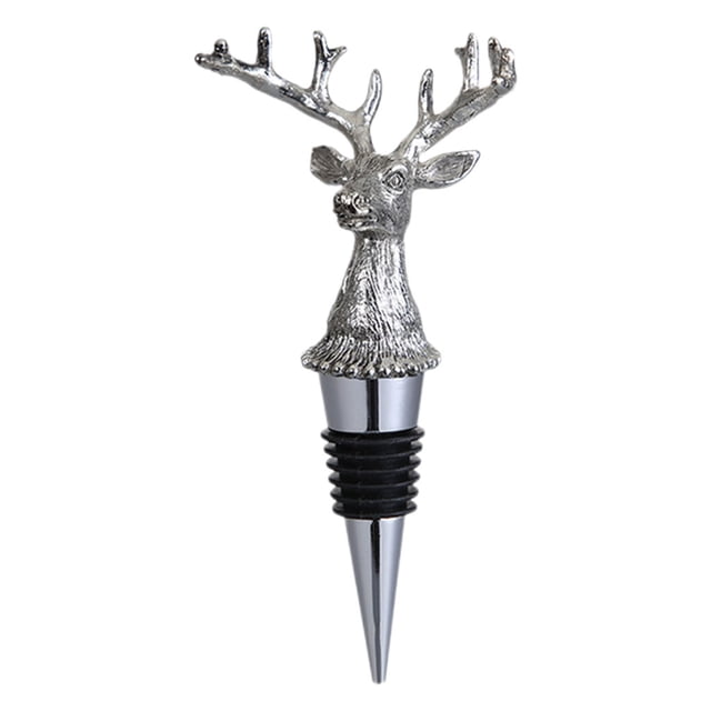 Tapón de botella de vino de animales Sunnimix Tapón de tapa giratoria universal de ciervo Plata