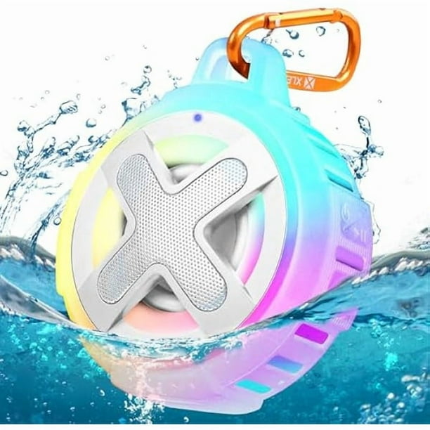 wonima11 X8(2 Gen) Upgraded, Bluetooth Shower Speaker, Certified IP67 Waterproof, Small, Silicone Case, 10W Sound&Deep Bass, 24Hrs Playtime, with Portable Clip, for Beach Kayak, Crystal