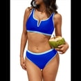thumbnail image 1 of Trajes de Baño Deportivos para Mujer, Conjuntos de Dos Piezas de Cintura Alta y Corte Alto, Trajes de Baño Deportivos. Azul Real S, 1 of 7