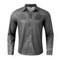 thumbnail image 4 of Button Up Shirt for Men Vintage Western Print Turndown Collar Shirt Long Sleeve Classic Fit Lightweight Men Shirts, 4 of 4
