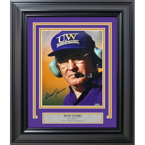 Don James Autographed Framed 8x10 Photo Washington Huskies MCS Holo 253369