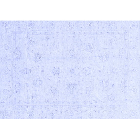 Ahgly Company Machine Washable Indoor Rectangle Oriental Blue Traditional Area Rugs, 8' x 12'