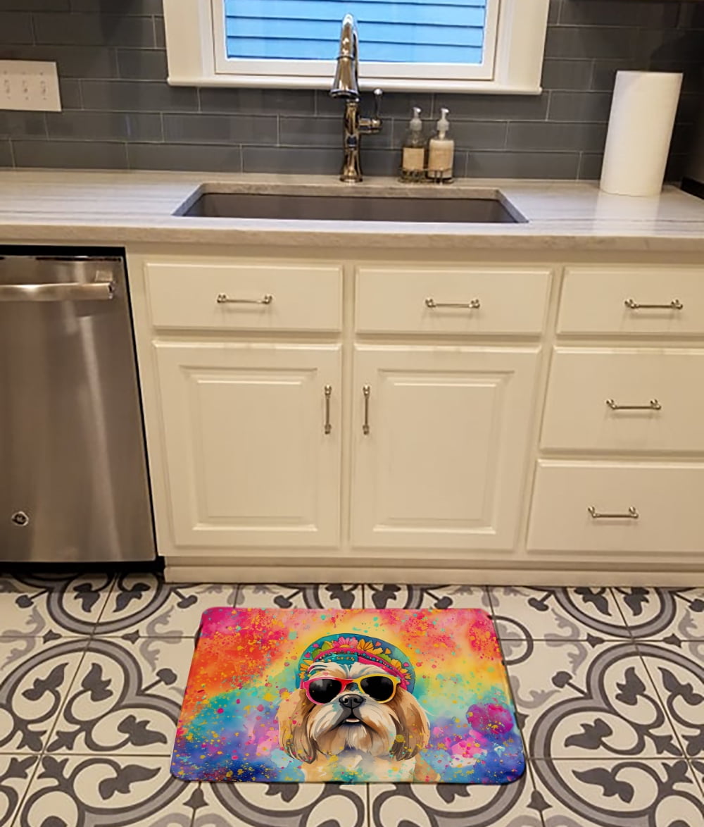 Shih Tzu Hippie Dawg Memory Foam Kitchen Mat 27 in x 19 in