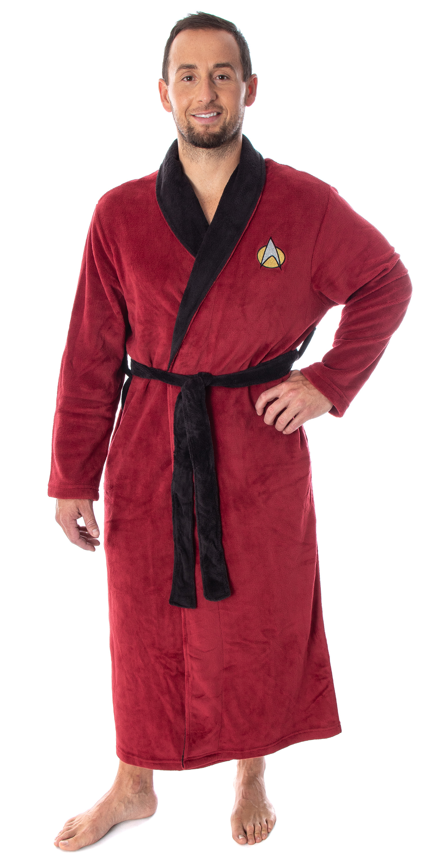 Star Trek: The Next Generation Command Bathrobe for Men And Women Soft Plush Spa Robe for Adults One Size Fits Most Adults Lightweight Fleece Shower Robe With Belted Tie 