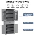 thumbnail image 4 of 72" Tall Bathroom Storage Cabinet with Doors and Drawer, Freestanding Floor Cupboard with Storage Rack and Adjustable Shelf for Living Room, Grey, 4 of 8