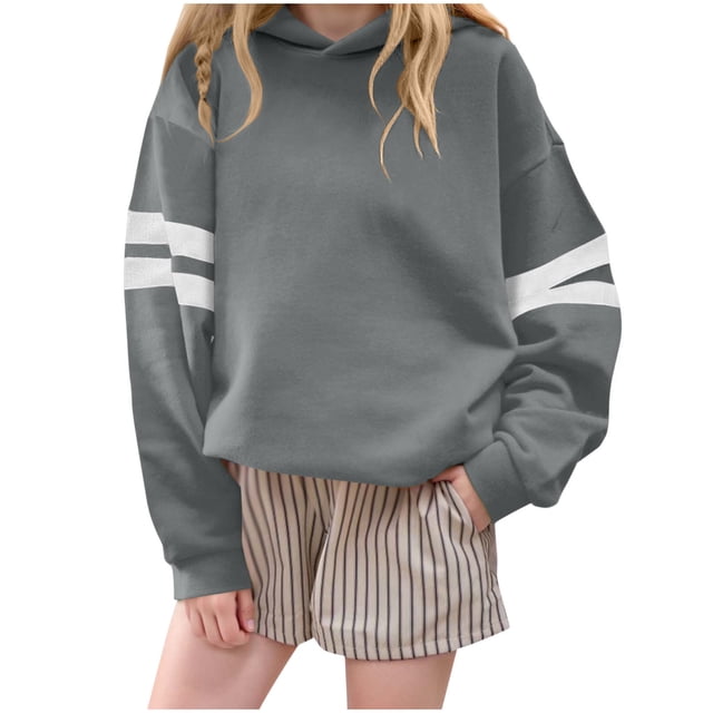 Sweat à Capuche Blanc pour Enfants Rayé Blanc Velours Décontracté Confortable Manches Longues Sweat à Capuche Blanc pour Garçons