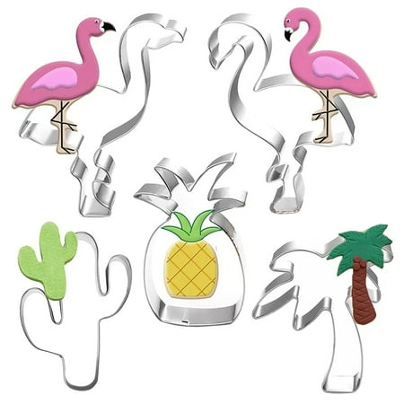 

MEROTABLE Cookie Cutter Mold Flamingo Pineapple Shaped Stainless Steel Biscuit Fondant Cake Moulds Cake Mold Baking Kitchen