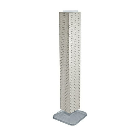 UPC: 0794504867138 | Azar Displays 703389-WHT White Four-Sided Pegboard Floor Display on Revolving Base. Spinner Rack Tower. Panel Size: 8 W x 60 H