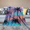 thumbnail image 2 of Orinice  Tropical Tree Fleece Blanket, Hawaiian Coconut Palm Tree Fuzzy Blanket for Adult Teens Kids, Watercolor Tie Dye Throw Blanket, Summer Colorful Beach Flannel Blanket, Throw Size 60x80in, 2 of 6