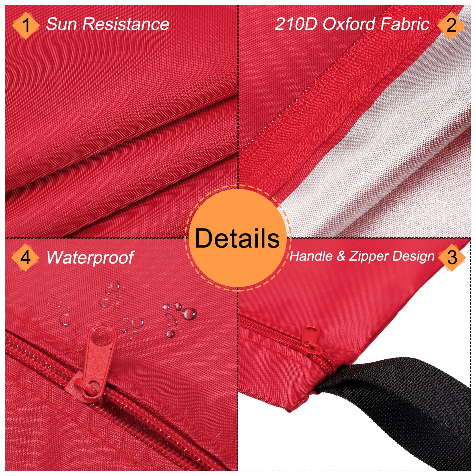 Unique Bargains Wet Dry Bags with Handle Zippered Pockets Red 20 x 15.7 Inch