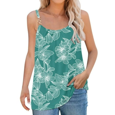 

Womens Tops Clearance under $10 Brunch Vest Womens Sleeveless Crewneck Floral Relaxed Fit Chain Camisole Tank Blouse Bustier Vest Tshirts Ladies B9