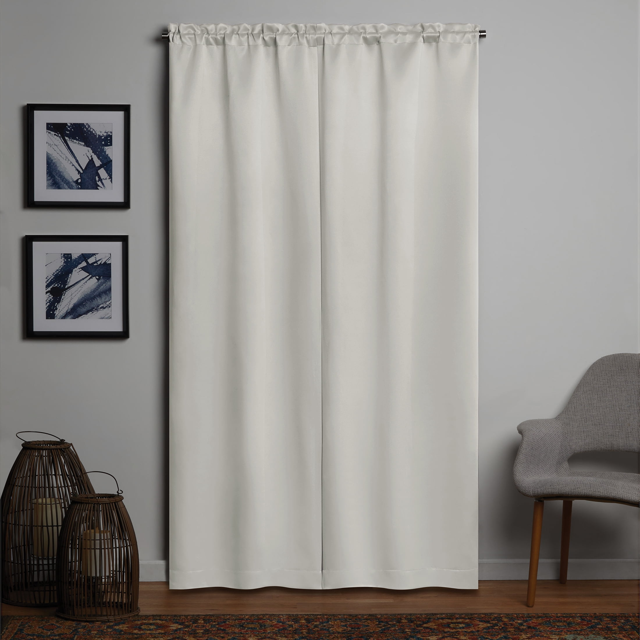 Mainstays Solid Room Darkening Curtain Panel Pair, Set of 2, Arctic, 30"W x 84"L