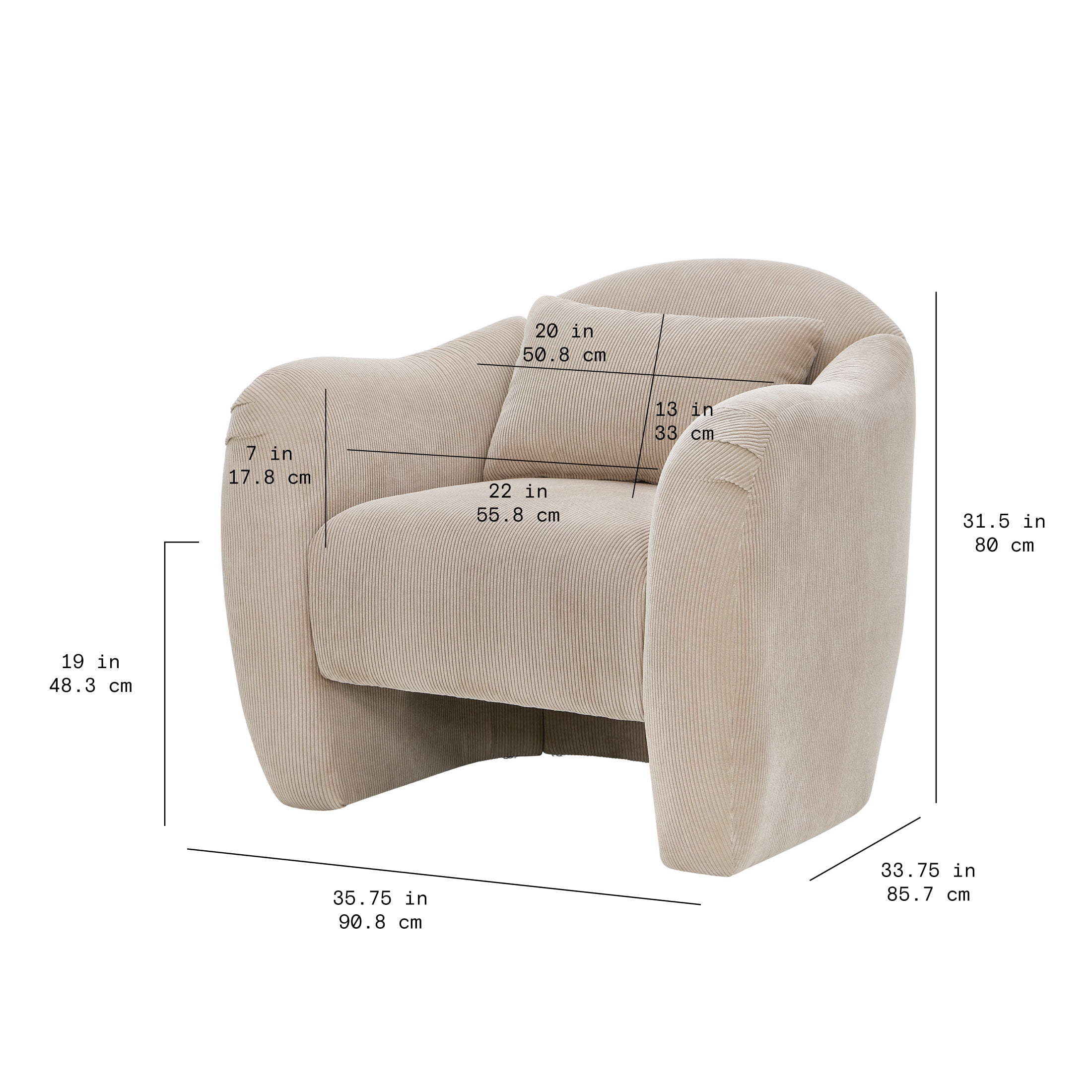 Beautiful Barrymore Teddy Accent Chair by Drew Barrymore, Fawn Cord